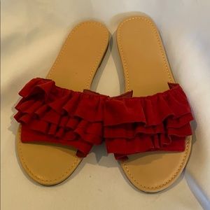 Red ruffle slides from forever 21